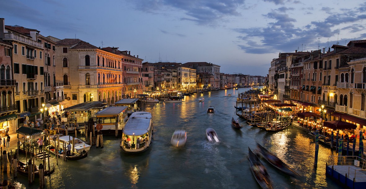 "City of Venice, Italy at sunset used for Italian language classes at Valenti Lingua."
